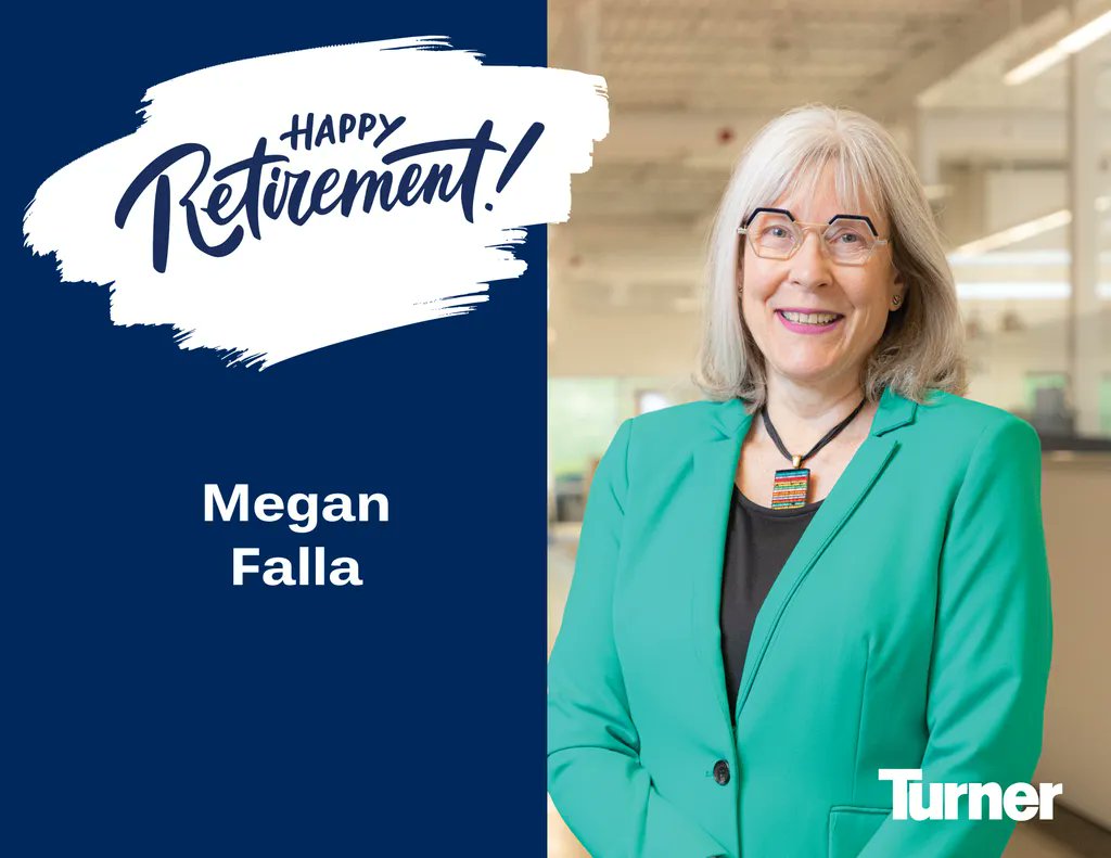 TurnerMidAtl's tweet photo. Congrats to Megan who retires from Turner today after 22 yrs. Thank you for your years of hard work & dedication, and your tireless professionalism. We wish you all the best for a long carefree retirement! #PeopleofTurner #WorkForTurner #TurnerMidAtlantic #Turner_talk https://t.co/rcjheZwcAT
