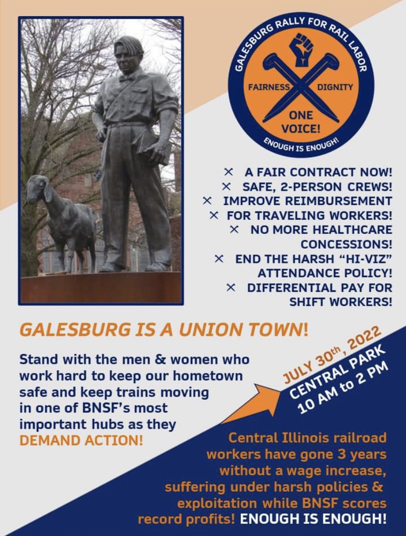 IllinoisTd's tweet image. This is what solidarity looks like! Come support our railroaders as they fight for family-sustaining jobs as well as safe and secure workplaces for them and their communities.  @IBEW @Teamsters @AFLCIO @BMWEDIBT @RennePerez2 @railroadworkers @TwoPersonCrews