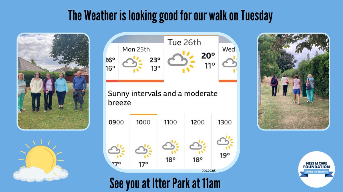 NessMFoundation's tweet photo. The weather is looking great for our walk around Itter Park in Peterborough on Tuesday (July 26th). Come and join our friendly Community Walking Group for a stroll around this lovely space and some good conversation. We meet at The Kiosk at 11am. 
#charity #walkingforhealth https://t.co/J5W4Cjq8lq
