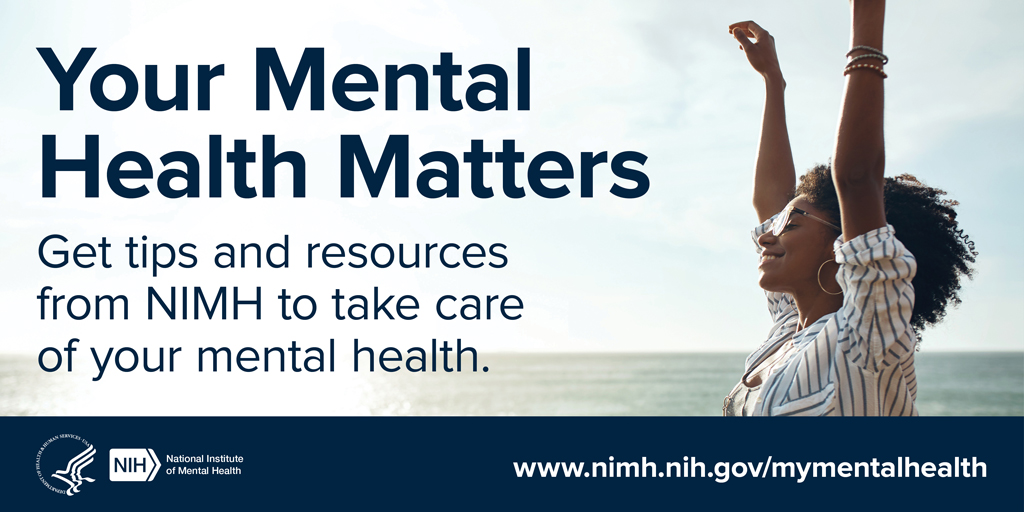 NINDStrials (@nindstrials) on Twitter photo Your mental health matters. Mental health is just as important as physical health. Good mental health helps you cope with stress and can improve your quality of life. Get tips and resources from <a href="/NIMHgov/">National Institute of Mental Health (NIMH)</a> to help take care of your mental health. go.usa.gov/xH5QU #shareNIMH Your mental health matters. Mental health is just as important as physical health. Good mental health helps you cope with stress and can improve your quality of life. Get tips and resources from <a href="/NIMHgov/">National Institute of Mental Health (NIMH)</a> to help take care of your mental health. go.usa.gov/xH5QU #shareNIMH