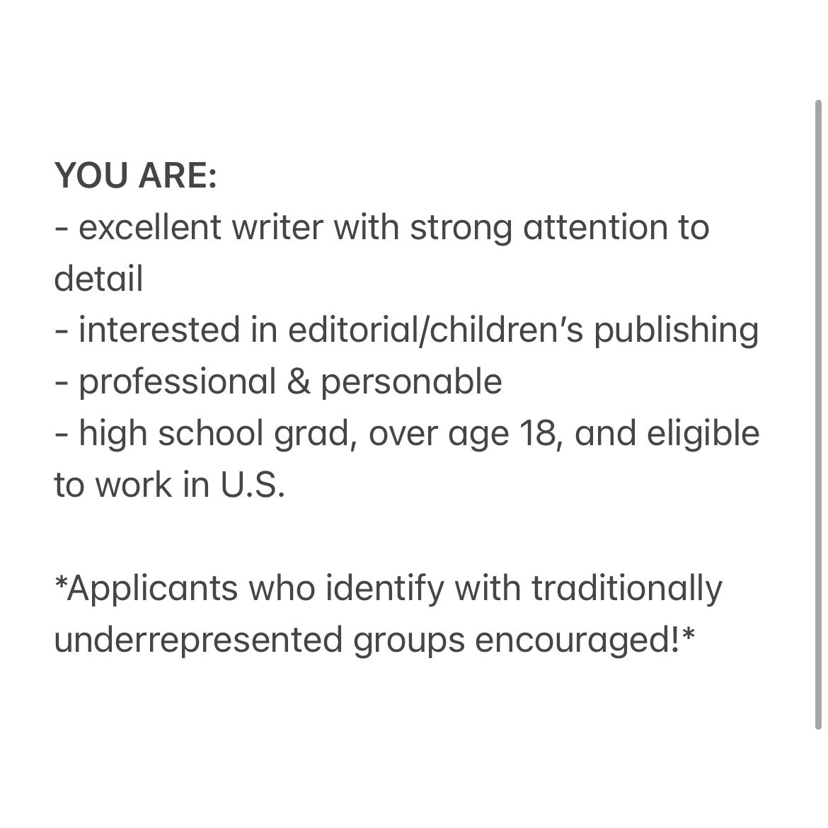 asiacharden's tweet photo. The FSG BYR editorial internship is back for Fall 2022!! I’m recruiting ⭐️for a limited time only⭐️ If you’re interested in children’s editorial, here’s your chance to work with the best team in the biz!

Details in the images attached, closed captions in the thread. https://t.co/J0ANcmsIgN
