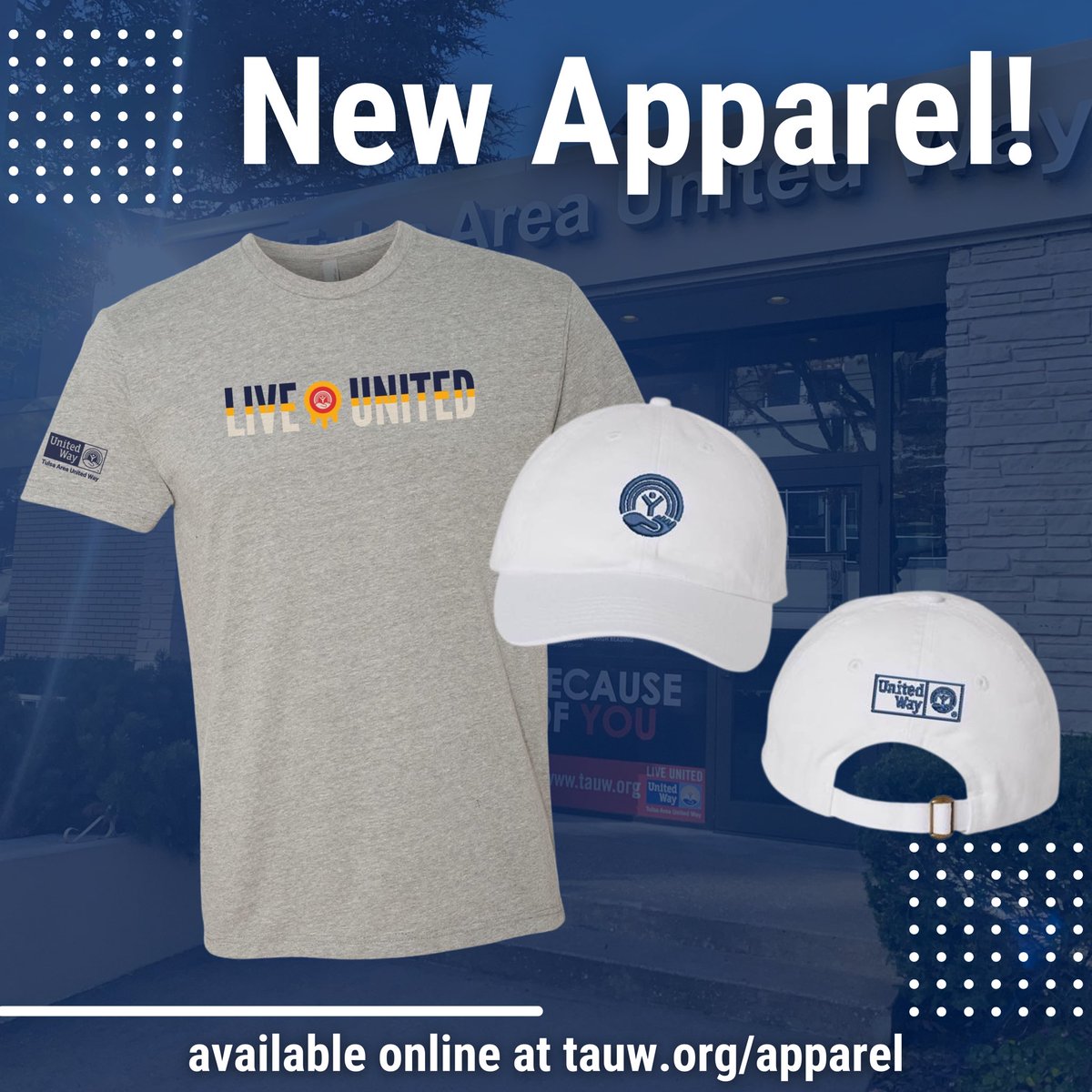 tulsaunitedway's tweet photo. Support Tulsa Area United Way in style! New apparel is available on our website NOW! 

All proceeds benefit our internal campaign. Order one (or both!) at https://t.co/AnGUZqAqmU and have it shipped directly to your doorstep. Prices include shipping and tax. #LiveUnited https://t.co/cow0l8xYPW