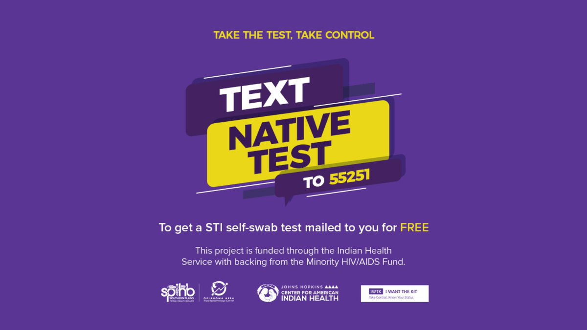 JHUCIH's tweet photo. William Knifeman will not be sharing your STI-Self test results from the top of his lungs. Oklahoma Natives, Text “Native Test” to 55251 to order a FREE confidential STI self-test kit right to your door. #NativesGetTested #STIselftest #HIVselftest #OklahomaNDN #IWTK #NativeTest https://t.co/ok5Wrvp27l
