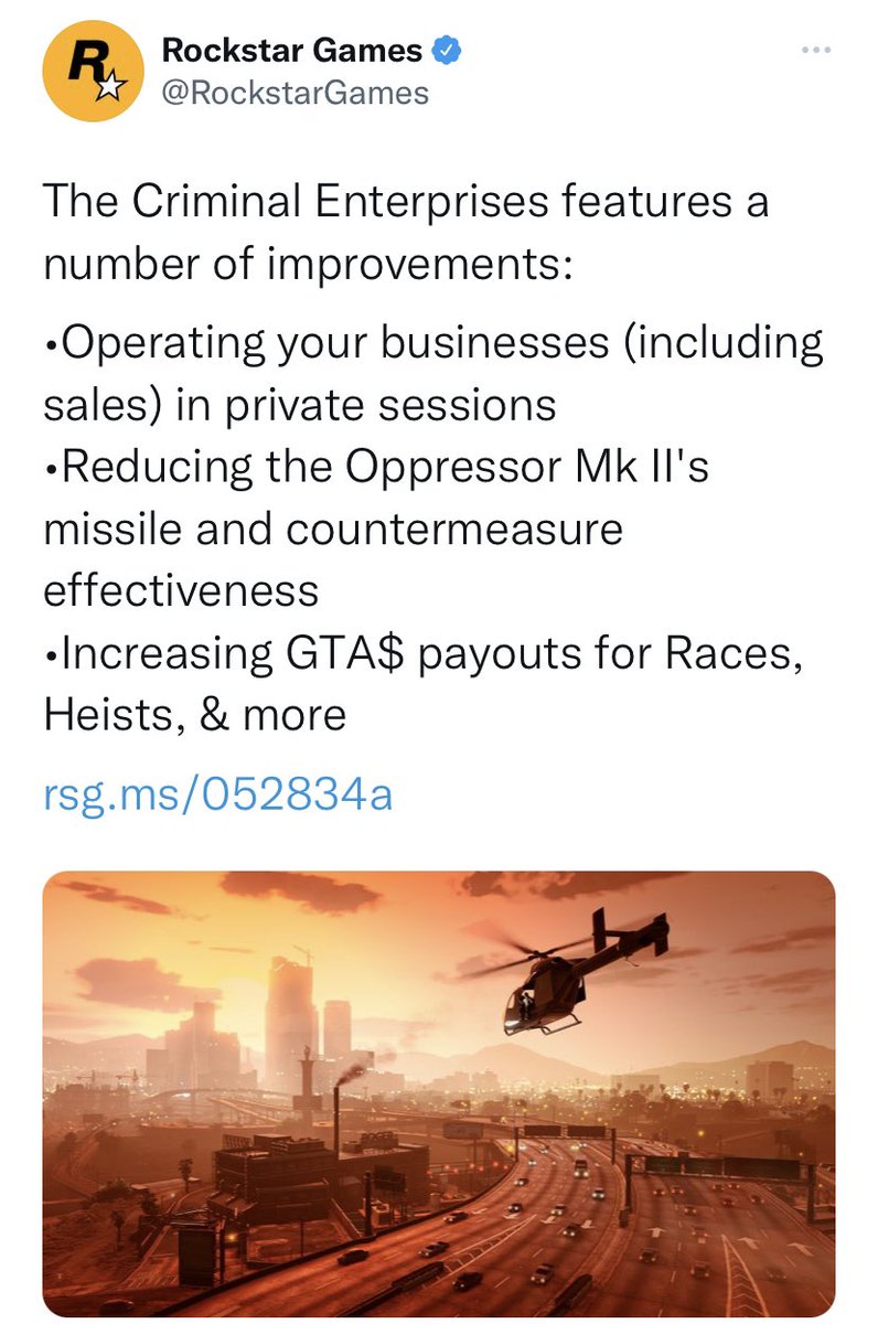 CockstarGames1's tweet photo. These improvements especially the first one should’ve been in the game years ago, we know. But since this game is on its last breath we will release them now just to let all of you know we care when we really don’t. Enjoy https://t.co/Ay7bkRBUYp