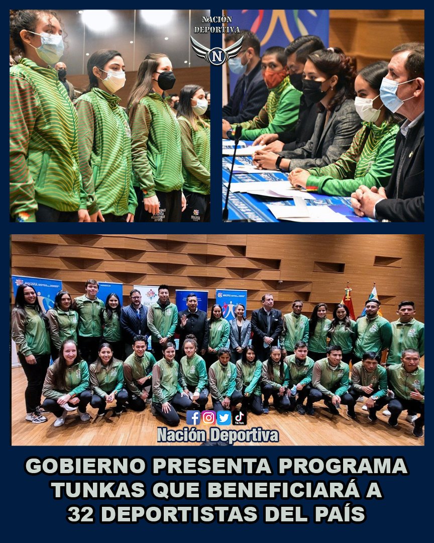 NacionDeportBo's tweet photo. TUNKAS CON MIRAS A PARÍS 2024 💪🇧🇴💪
Todos los beneficiados con este programa podrán prepararse con miras a su clasificación a los Juegos Olímpicos de París 2024.
Lee más👉 https://t.co/D9hSL7mtNC
#Tunkas #DeportistasDeBolivia https://t.co/UGqrt1SMHh