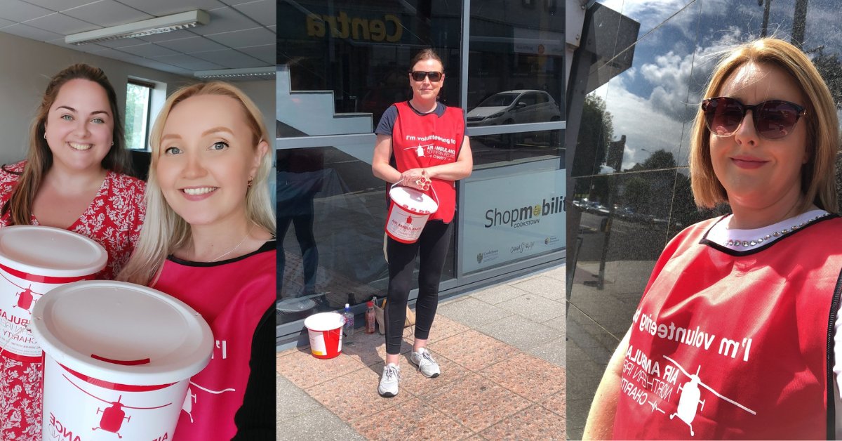 Colloide's tweet photo. Today #TeamColloide took part in a street collection for @AirAmbulanceNI. It has been a lovely day and the people of #Cookstown have been very friendly, kind and generous.
Big thank you to Aoife, Susan, Caroline, Grace, Elaine and Fiona for #volunteering. https://t.co/V6WAlqMTbm