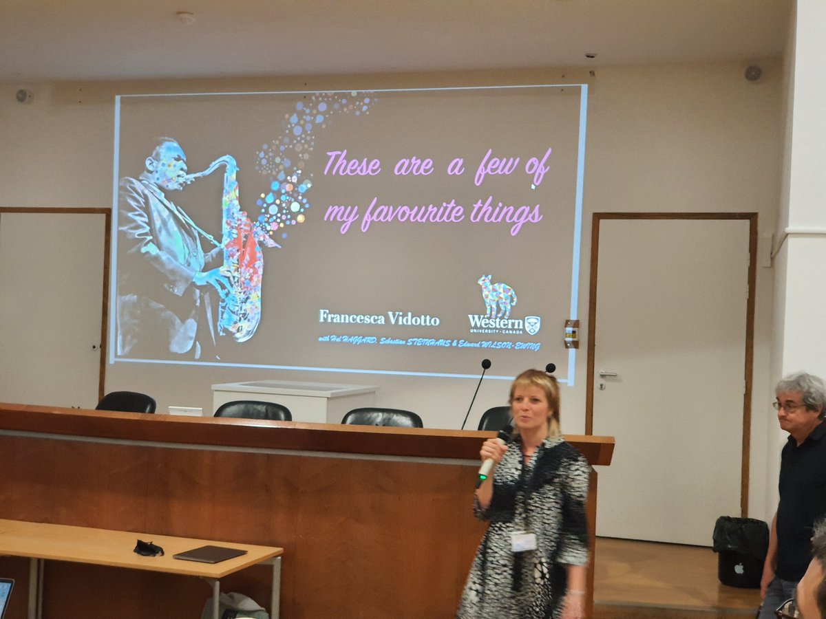 lqgist's tweet photo. The inimitable @FrancesVidotto tells us about "a few of her favourite things" in quantum gravity research at the conclusion of a wonderful week of #Loops22. Notice also the thematic (spin networky) pattern on her dress. Very cool ๐๐ฝ https://t.co/OZtQzVbhap