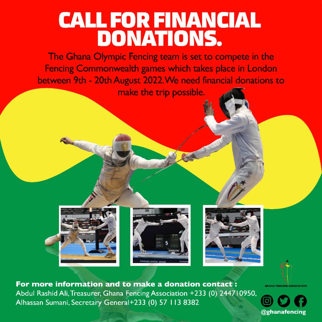 Alhassansamba's tweet photo. Support our national fencing team to represent Ghana at the fencing commonwealth games in London 9th-20th August 2022
#supportghanafencing  @happy989fm @NAkufoAddo @MBawumia @SBawumia @sarkodie @moysgovgh @GhanaOlympic @Fencing_FIE @manifestive @ayishatu_ @thenanaaba https://t.co/M9w3m3L5Ch