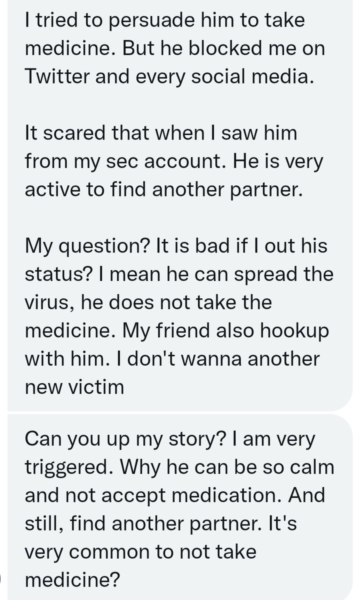 Cewek 19 tahun dapat positif HIV dari fwb. Fwbanya udah tes dan HIV+ juga, nggak mau berobat ARV tapi masih sex sana sini 🥲

Buat ladies lebih hati-hati. Nggak semua orang peduli kesehatan diri. Kondom wajib dan periksa 3 bulan sekali. Ingat HIV/IMS bisa nggak bergejala.