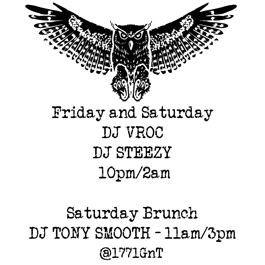 This weekend's entertainment:
Friday - DJ Vroc - 10pm/2am
Saturday Brunch - DJ Tony Smooth - 11am/3pm
Saturday - DJ Steezy - 10pm/2am
Have Fun!! 🎶🥂🎶

#weekend #entertainment #friday #saturday #dj #music #1771gnt #annapolis #downtownannapolis #dta #funwithfriends #funtimes