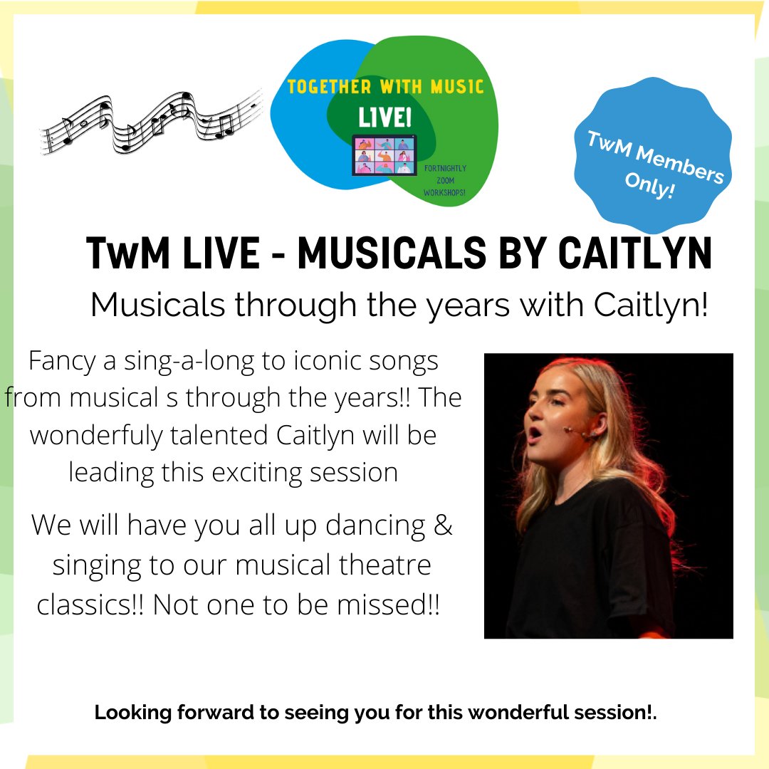 🎭 This weeks Members Only live event is a musicals special. 

Sing-a-long with Caitlyn as she takes you through a tour of the greatest musicals of all time. 

Sign up through your members zone on our website and be there this Friday from 11am.

<a href="/IMMmusicUK/">Intergenerational Music Making</a>