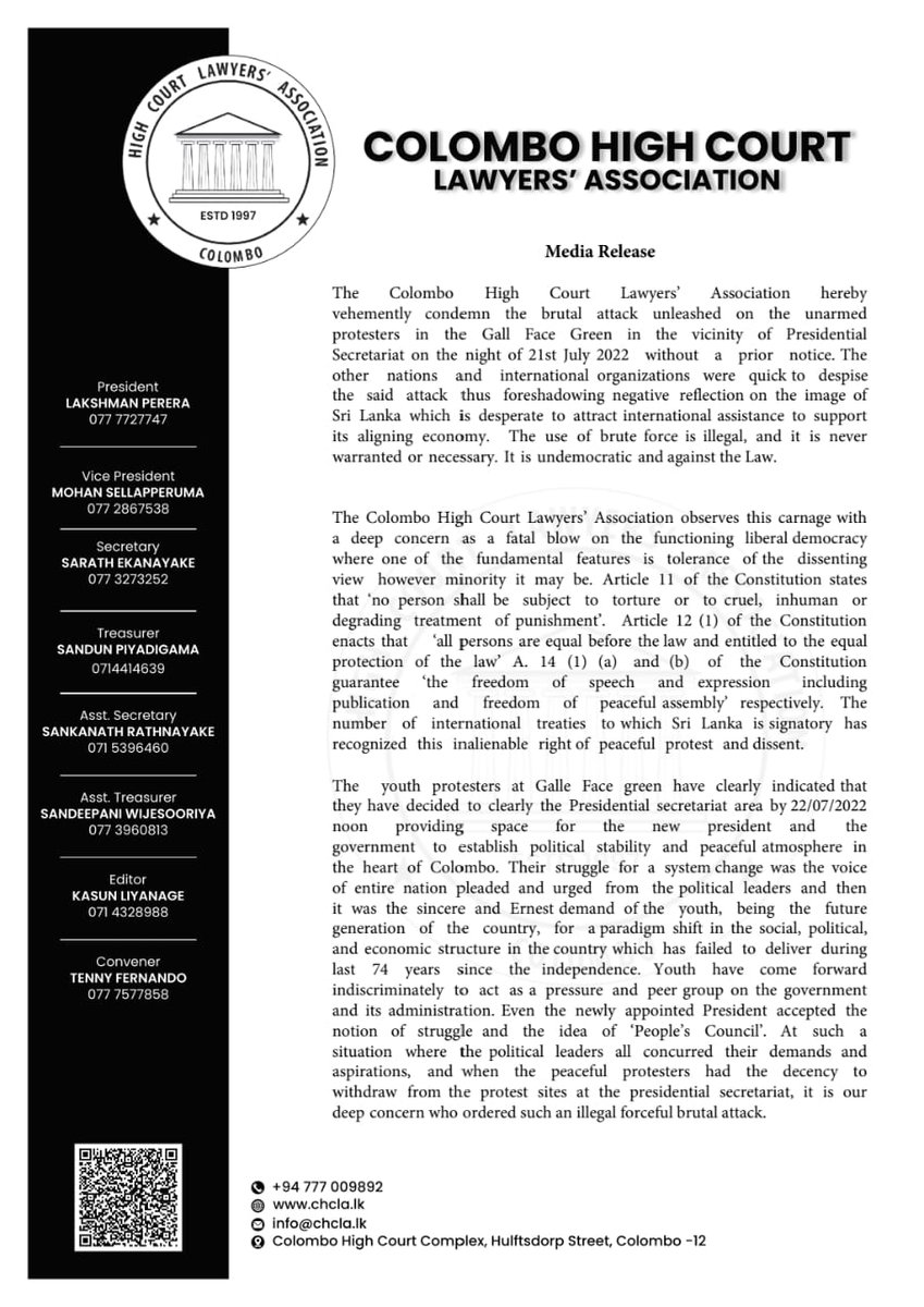 Colombo High Court Lawyers' Association tweet media