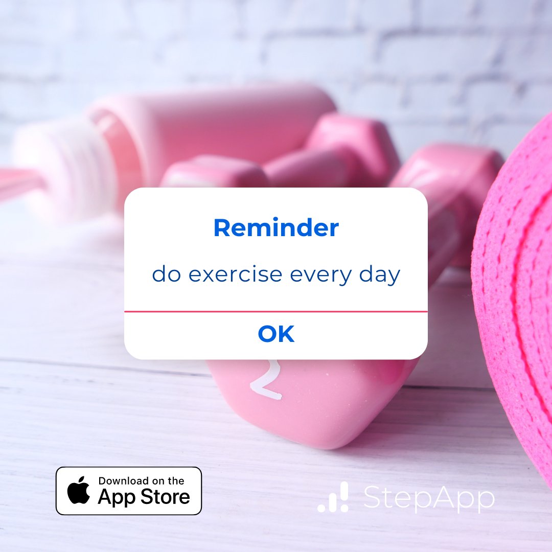 StepAppInc's tweet image. Remember: exercise every day 💪

#theStepApp #StepApp #SelfImprovement #WellBeing #Productivity