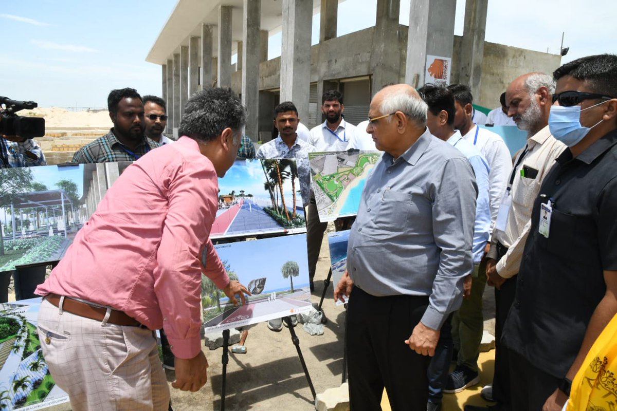 CM inspects works on augmenting tourist facilities at Shivrajpur beach