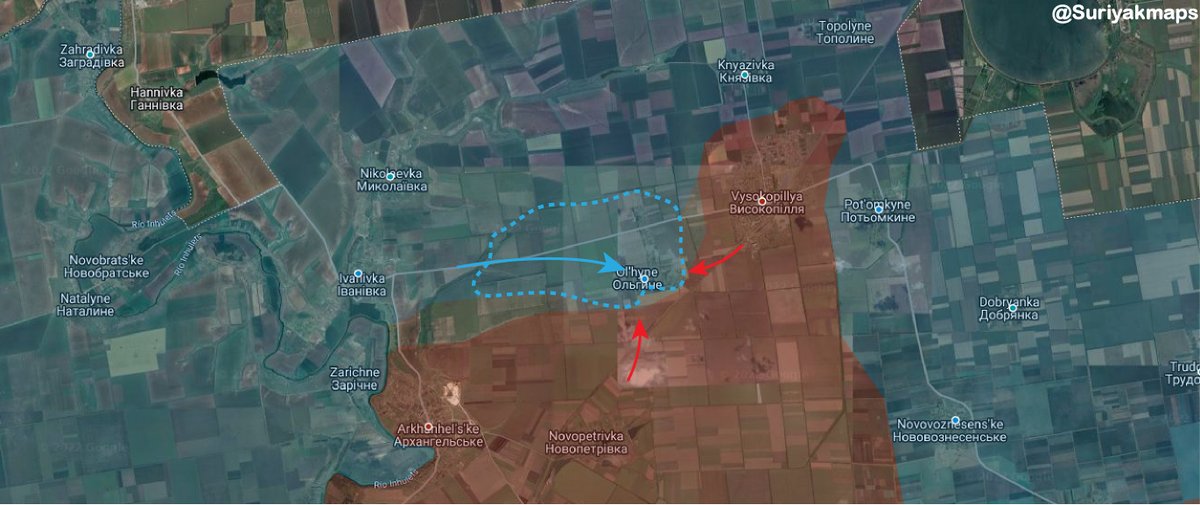 One hundred and forty ninth day of combats began with #UkrainianArmy retaking the village of Olhyne following new advace from Ivanivka (recaptured 2 weeks ago) Clashes continue at the eastern outskirts of the village as #RussianArmy is in danger of being besieged at Vysokopillya.