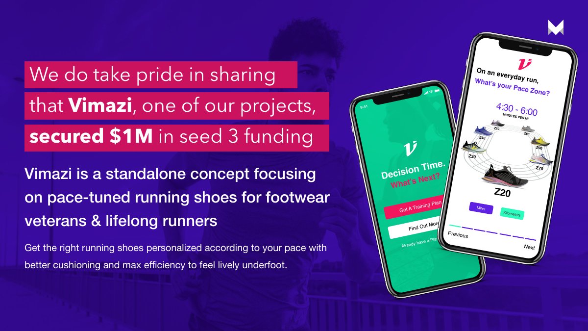 mobcoderinc's tweet image. Do you want to maximize push-off efficiency while running? Because this revolution in running shoes will get bigger and better after securing $1M in Seed 3 Funding and Mobcoder feels honoured to have worked for such an innovative idea like Vimazi.
#mobcoder #seedfunding