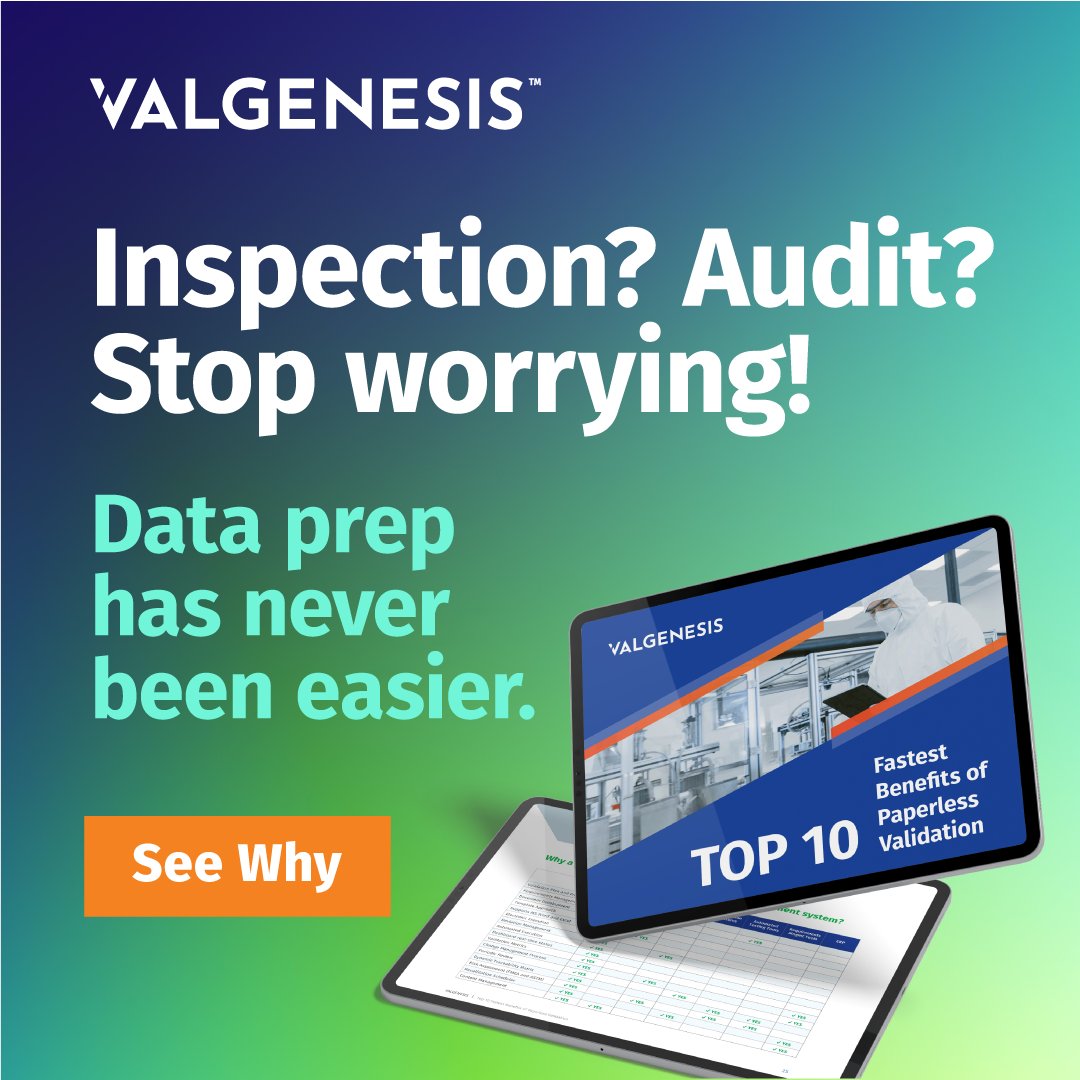 ValgenesisInc's tweet image. It&apos;s more than just ditching paper. Imagine cutting validation time in half, collaborating with other sites in real-time, or prepping for an inspection with just a few clicks. valgenesis.com/info/ditch-the…

#PaperlessValidation #DigitalValidation #ValGenesis #vlms #Audit #Inspection