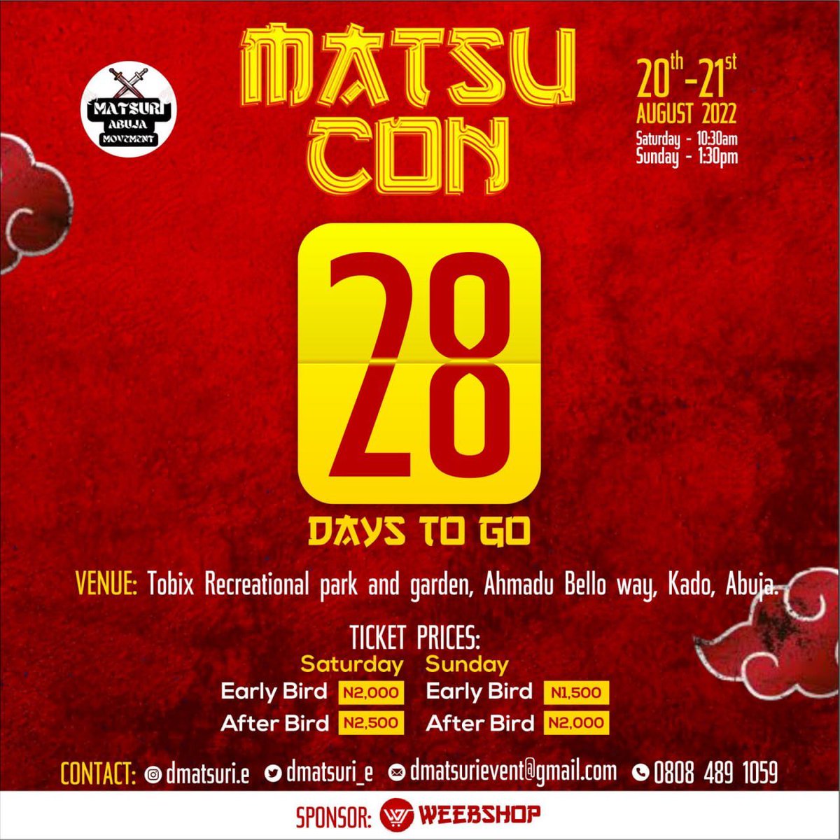 dmatsuri_e's tweet photo. 28 days to go! Time is ticking fast get your ticket https://t.co/y1HRQFjC9p #matsucon2022 https://t.co/w4zdaN5wYv