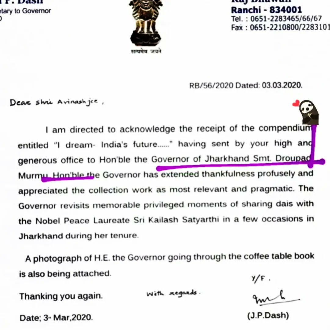 play2transform's tweet photo. Grateful that our Book of Dreams received acknowledgement from our new Ho. President of India 
#DraupadiMurmu https://t.co/SUNFyH7RQe