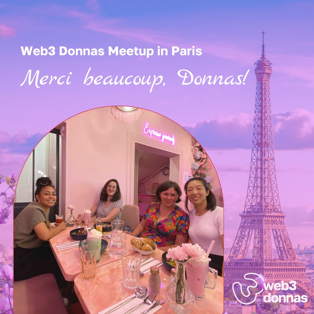 Doaaa1aa's tweet photo. Our 'Donnas in Paris' says hey!

It's always nice to see familiar faces from one meetup to another.

Joining Web3 Donnas is like having sisters in different cities around the globe! 🌎

And remember... Once a Web3 Donna, always a #Web3Donna.

Thanks for coming! https://t.co/kJ513k2vaa