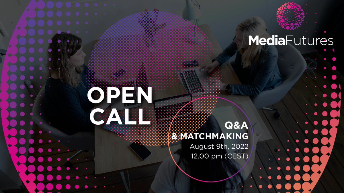 MediaFuturesEU's tweet photo. 🚀 Are you interested in applying to #MediaFutures but still have questions on the Open Call &amp; the programme? 
👇 Reply below with your questions! We will answer them during the matchmaking session on the 9th of August. REGISTER NOW: https://t.co/WwtRdfyjnF
#DigitalEU #H2020 https://t.co/xemJIU1GbS