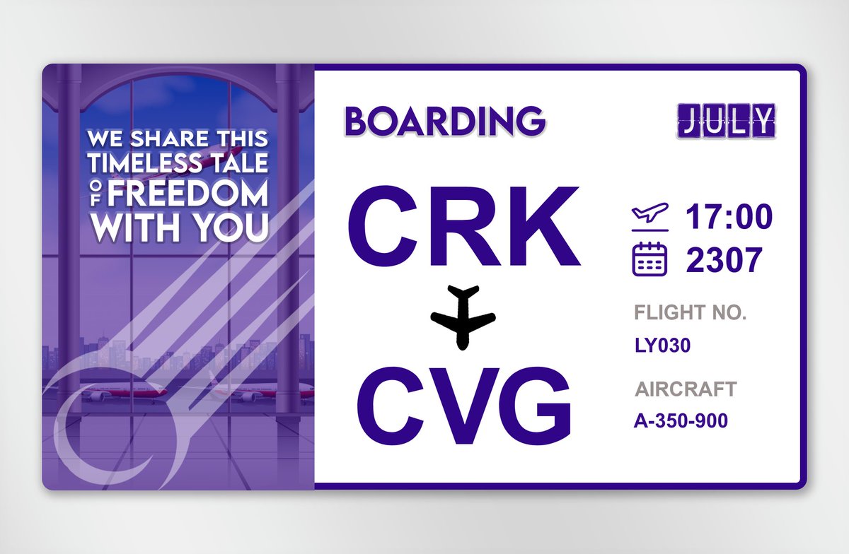 ͏͏

͏͏ ͏͏
͏͏                
          #RitzOfTheOrient       CAL
          LY030  —  RPLC  to  KCVG
          23 July ‘22 | 17:00 GMT+8
͏͏

͏͏ ͏͏
͏͏