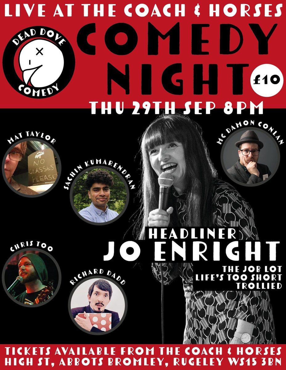 #comedyshow #joenright <a href="/DamonConlan/">Professor Dai Conlan</a> #abbotsbromley #Staffordshire #villagelife #standupcomedy #rugeley <a href="/WhatsOnStaffs/">Staffordshire What's On</a> <a href="/CityRugeley/">CityLifeRugeleyCannock</a> 

Tickets.  eventbrite.com/e/the-coach-an…