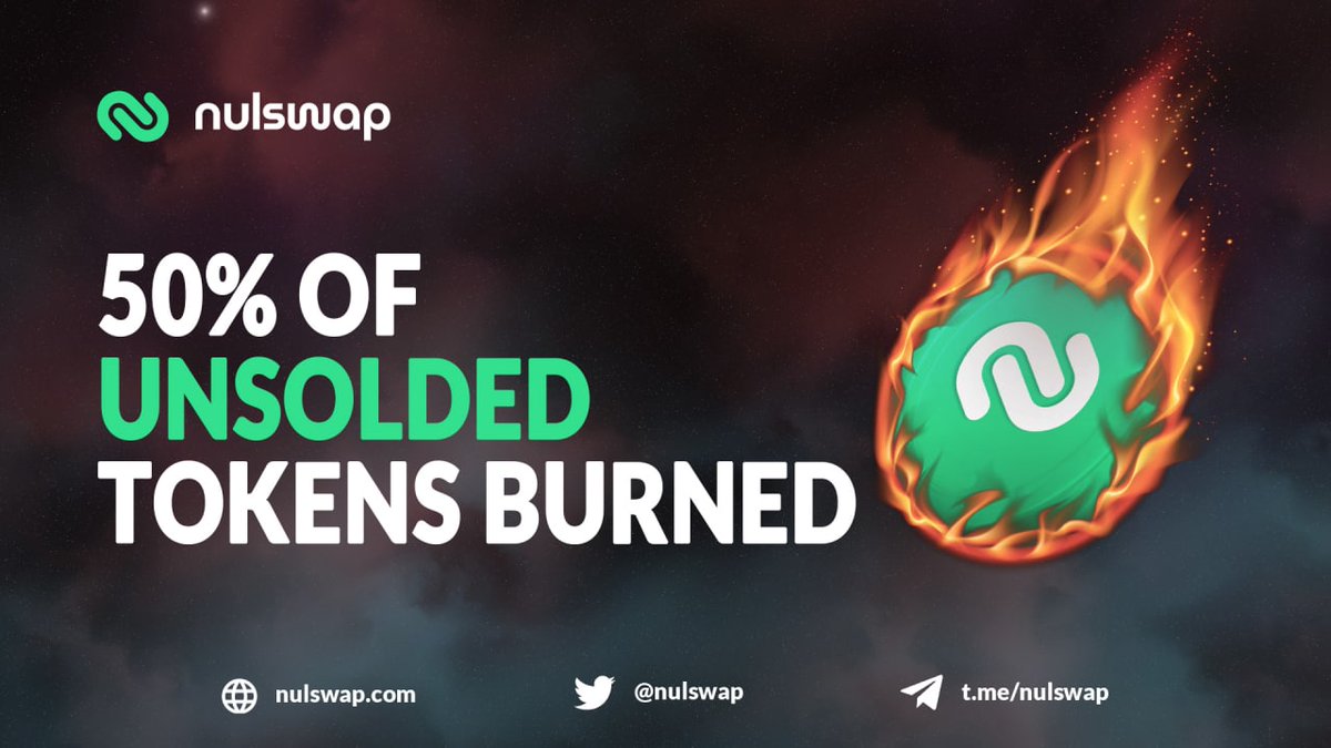 nulswap's tweet photo. Hello #Nswapers,

We hear you and that's why we will #BURN 50% of unsold tokens, 13,094,895.72 $NSWAP 🔥🔥

We are community, 
We are #Nulswap 🌟

#DeFi #crypto #Swap #DEX https://t.co/Xt311J3IIB