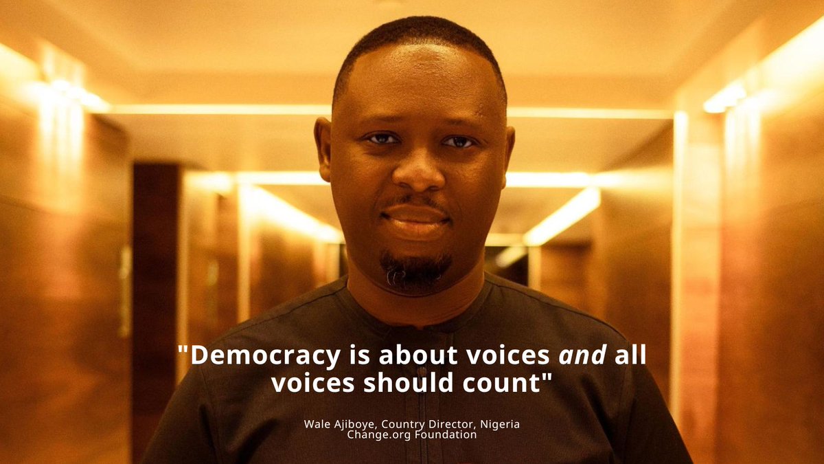 At Change.org we work with a generation of world changers. <a href="/walejiboye/">Wale Ajiboye</a>, Country Director of <a href="/changeorgng/">Change.orgNigeria</a> is launching our movement accelerator in #Nigeria Read his latest thoughts on the current momentum in Nigeria for civic campaigning🇳🇬👉🏿 bit.ly/3PGOWoA