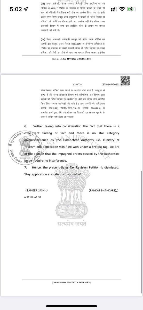 Levy of VAT by Dept at higher rate on food served has been turned down by RHC

 - Assessee didn’t obtain any star category from Ministry of Tourism
- Liquor license fee was paid under protest at higher rate
- RHC didn’t interfere in order of RTB

<a href="/Jatin_Harjai/">Jatin Harjai</a> 
#vat #legal #rvat