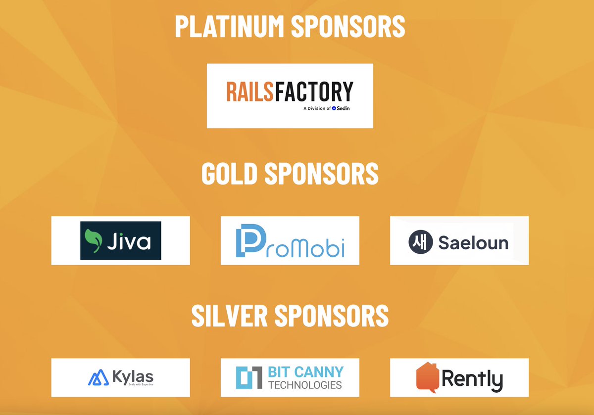 rubyconfindia's tweet photo. Our Amazing sponsors ✨🎉

@railsfactory 

@JivaAg 
@ProMobiTech 
@HiSaeloun 

@kylas_official @bitcanny @RentlySolutions 

Buy ticket: https://t.co/tckpYhC865

#ruby #conference #india #offline #event #townscript #pune https://t.co/UsurTqFjuX