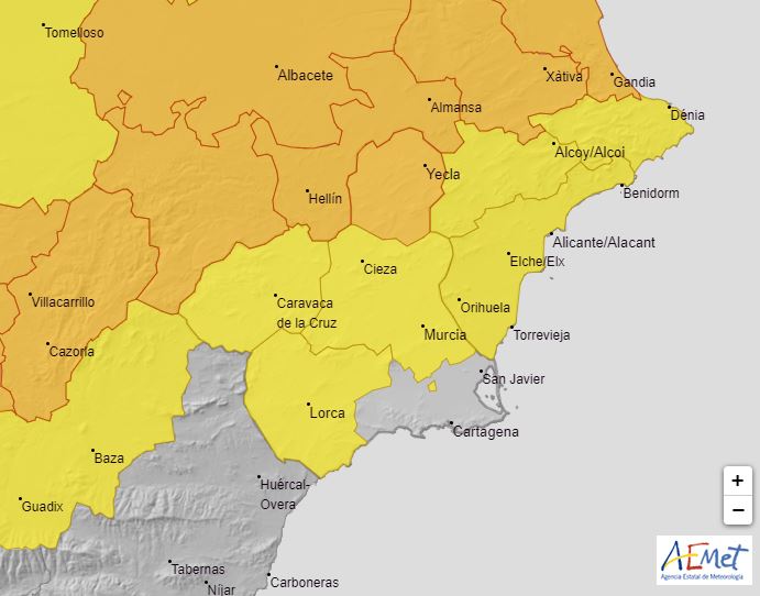 ⚠️Decretada la fase de preemergencia del Plan Territorial de #ProtecciónCivil de la #RegióndeMurcia (#Platemur) a causa del aviso de nivel naranja por temperaturas hasta 40º  el domingo en el Altiplano.

▶️noticias.112rmurcia.es/?lmdaB