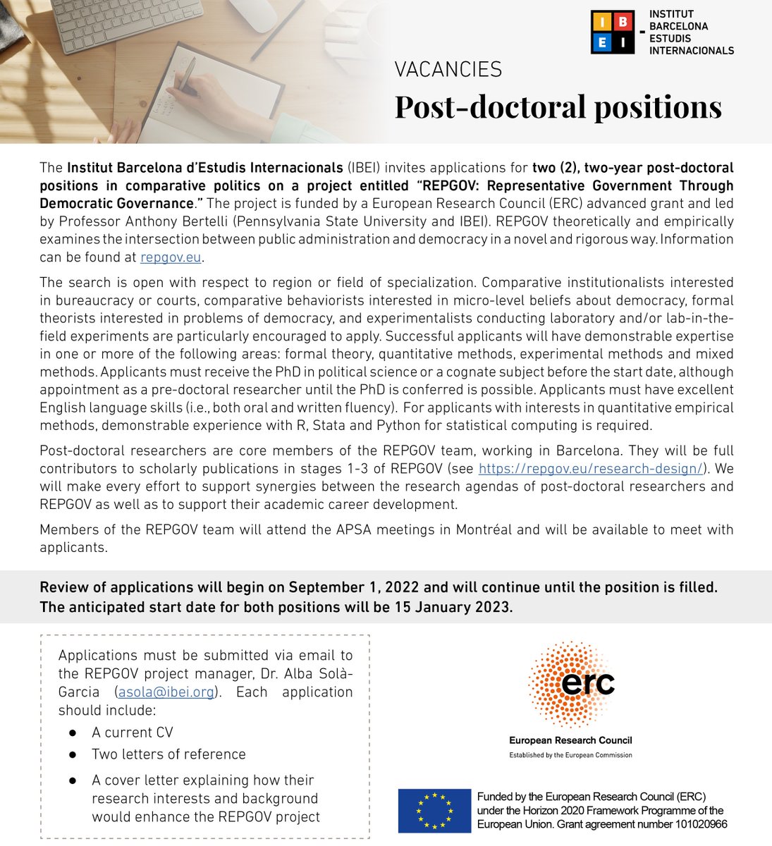 📢WE ARE HIRING! 
The REPGOV project offers two postdoctoral positions in comparative politics.

📥Positions opened until filled. 
See the details here: t.ly/US-7