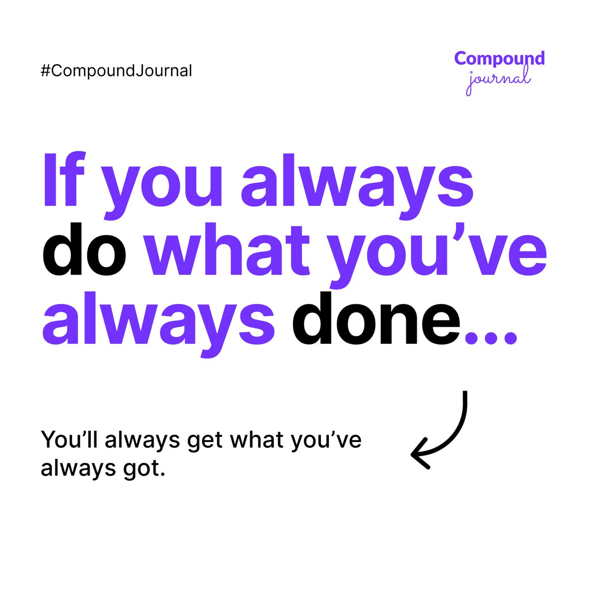 getcompound's tweet image. We’ve all heard this quote. Here’s your reminder:

Stop doing the same thing and expecting different results.