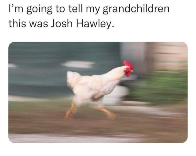 ActionDemocrat's tweet photo. If you watched video of Josh Hawley 
setting land speed records in the 
Capitol building last night..
you're a Democrat!!! https://t.co/8joeqaKrqU