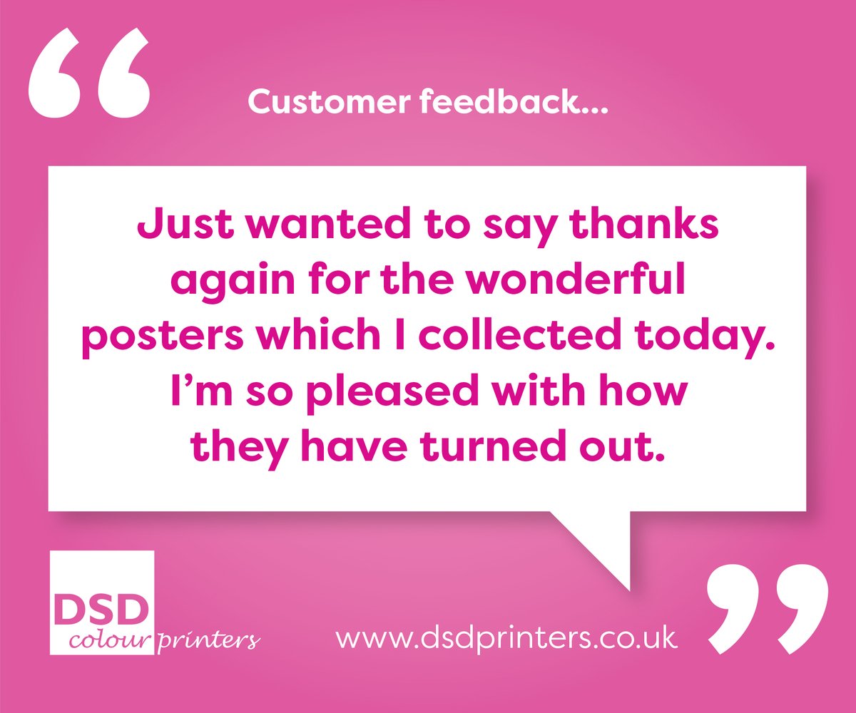 😀Ending the week with a nice email from another happy customer, this time for a set of A2 posters printed for an upcoming show... dsdprinters.co.uk