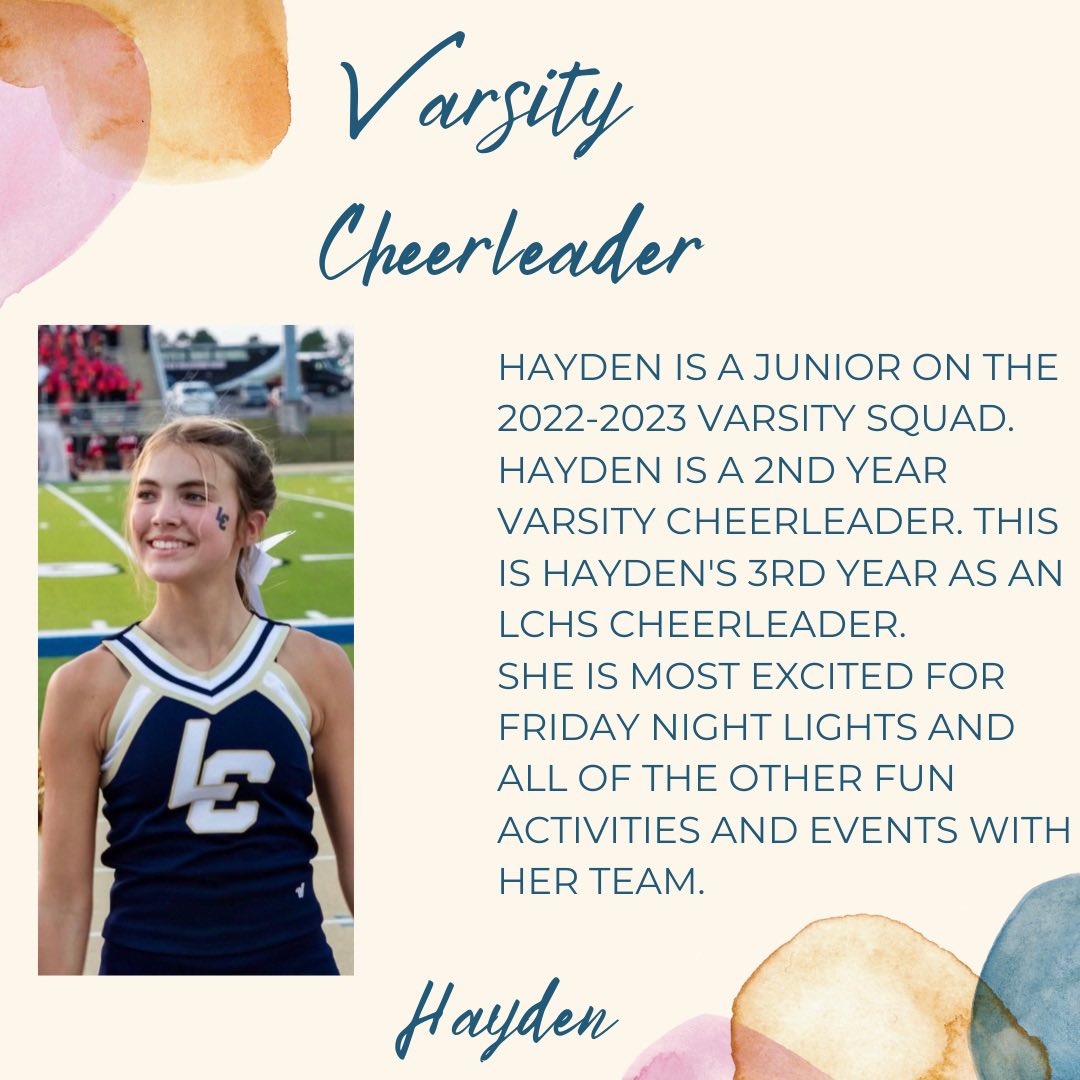 Lake Creek HS Cheer (@lakecreekcheer) on Twitter photo Cheerleader Spotlight ๐ฃ๐ฆ Meet Hayden! <a href="/lions_trw/">Tim Williams</a> <a href="/TanyaBrogger/">Tanya Lambert Brogger</a> @GBowhuis <a href="/FlemingInTheDen/">Christie Fleming</a> <a href="/KellyLout/">KLout</a> <a href="/LakeCreekHS/">Lake Creek High School</a> Cheerleader Spotlight ๐ฃ๐ฆ Meet Hayden! <a href="/lions_trw/">Tim Williams</a> <a href="/TanyaBrogger/">Tanya Lambert Brogger</a> @GBowhuis <a href="/FlemingInTheDen/">Christie Fleming</a> <a href="/KellyLout/">KLout</a> <a href="/LakeCreekHS/">Lake Creek High School</a>