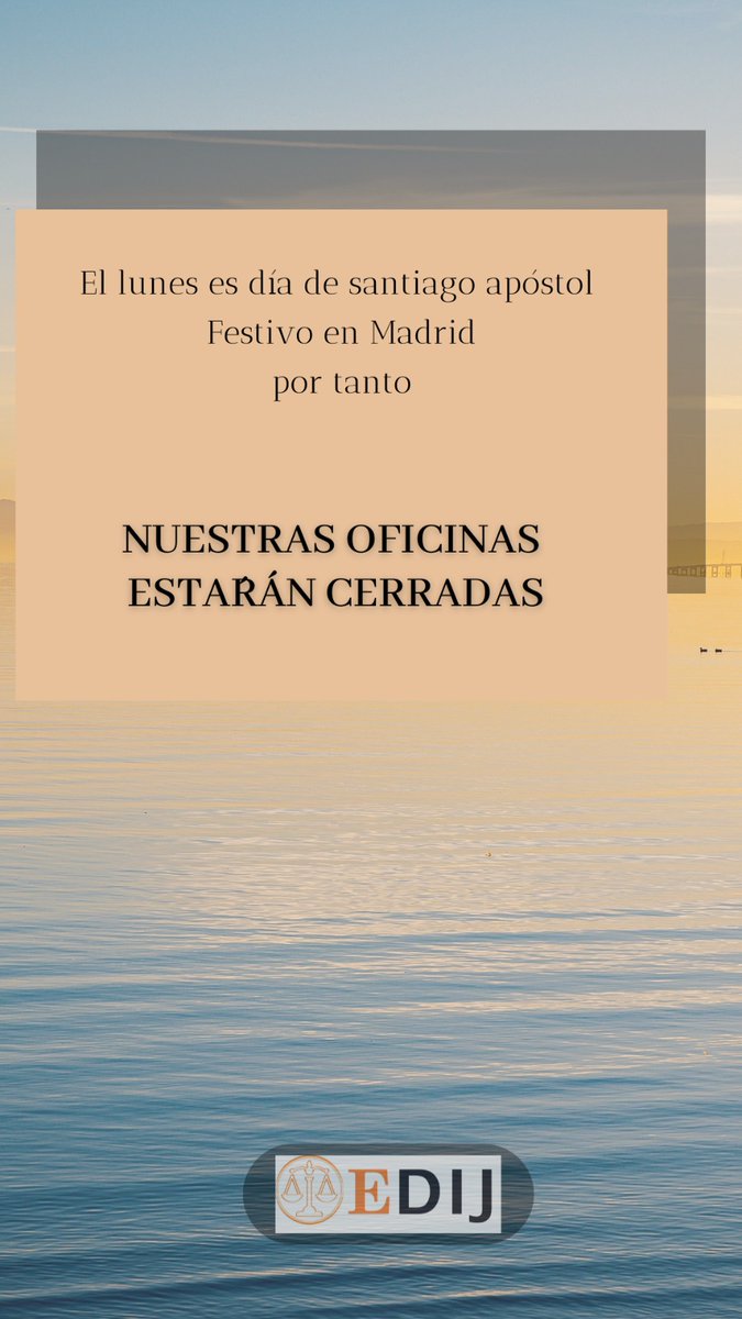 🗓 El próximo lunes, 25 de julio, nuestro despacho permanecerá cerrado. Es festivo en Madrid. 

¡Hasta el martes!

#festivo #PUENTES #Gestión #contabilidad #fiscales #abogados #formacion #civil #penal
