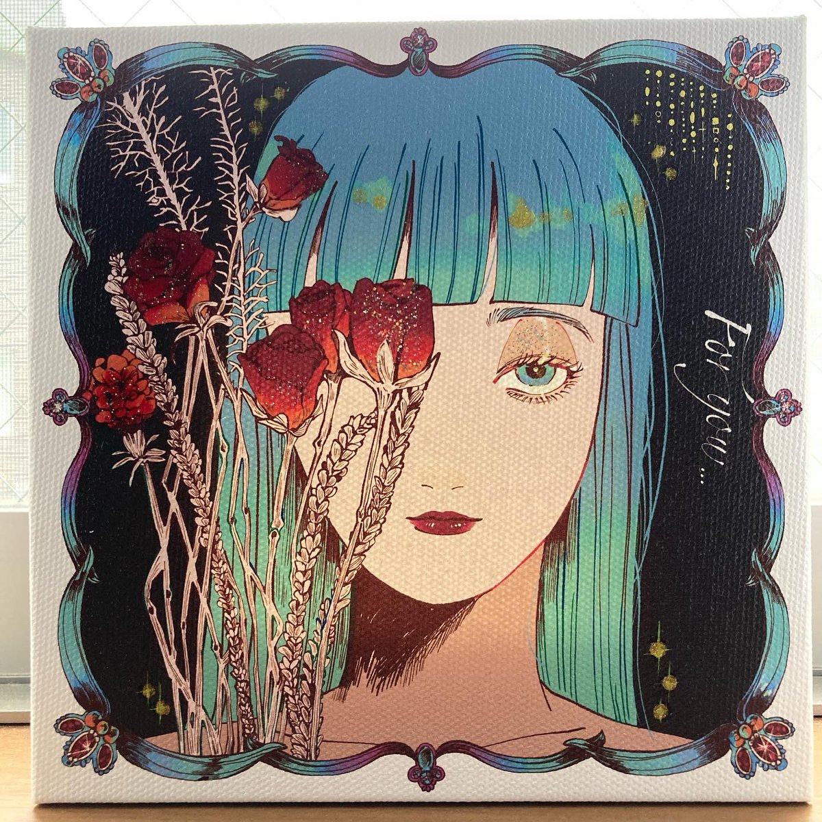 imarunrun19's tweet photo. 「For you」
本日から新しく始まったPsty(ポスティ)という作品販売サービスで、描き下ろしイラスト2点出品しています。
150mm正方形のキャンバスプリントの上からキラキラのマニキュアを塗って、特別感を出しました!
どちらも1点ものになります!!
#psty
▼詳しくは
https://t.co/g7Xs6RsGOW https://t.co/8moZERBL6R