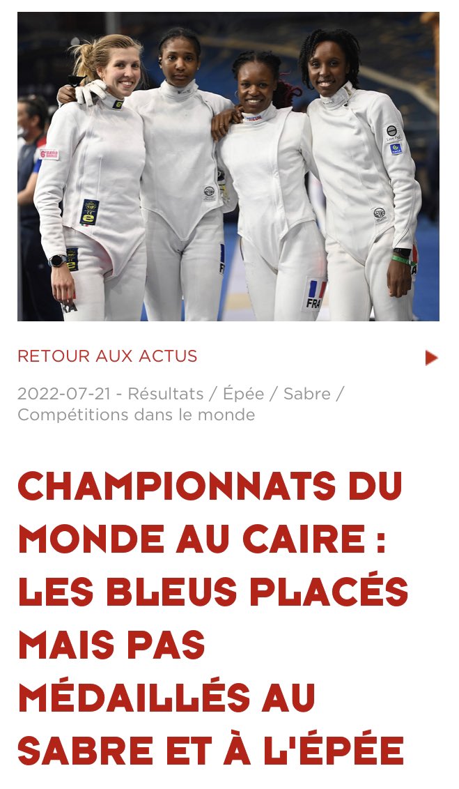 pavelclauzard's tweet photo. Communiqué / article #4 pour la @ffescrime avec une journée meilleure à espérer aujourd’hui. Bonne lecture ! ⤵️📝
https://t.co/loVBc4hq6P
#escrime #lecaire2022 #fiefencing #FencingWorldChampionships #CommuniqueDePresse #journalisme https://t.co/twAHx3YC6X