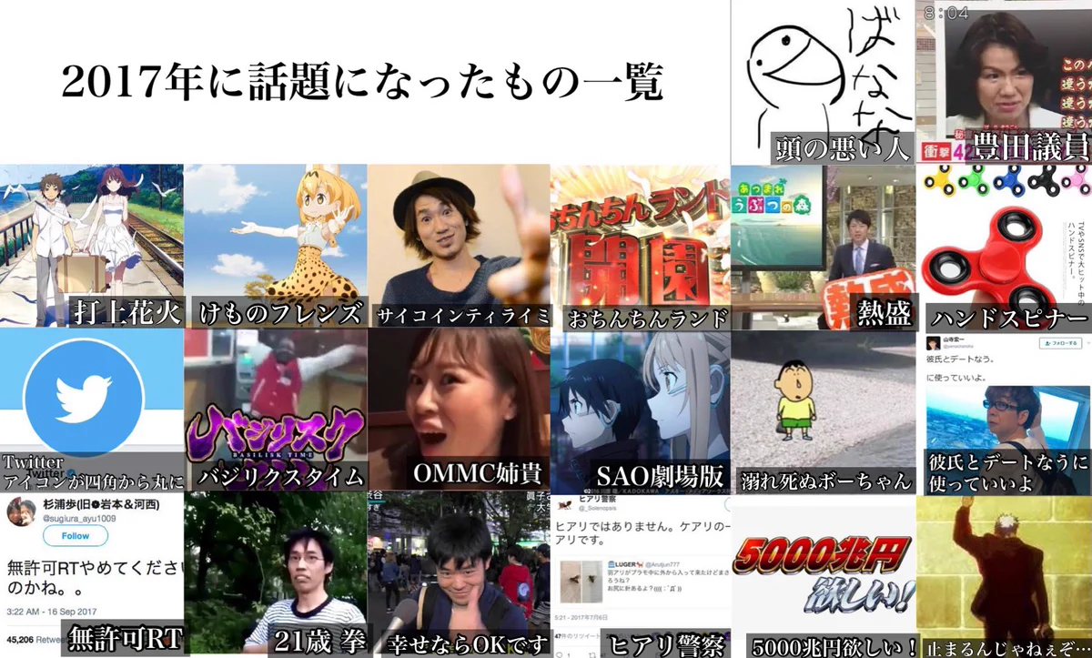 もう5年前！？『2017年に流行ったもの一覧』が衝撃すぎる！時の流れは残酷・・