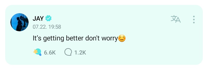 jay's assurance 🥺

👤 guys how's your health today?
🐈‍⬛ it's getting better don't worry ☺