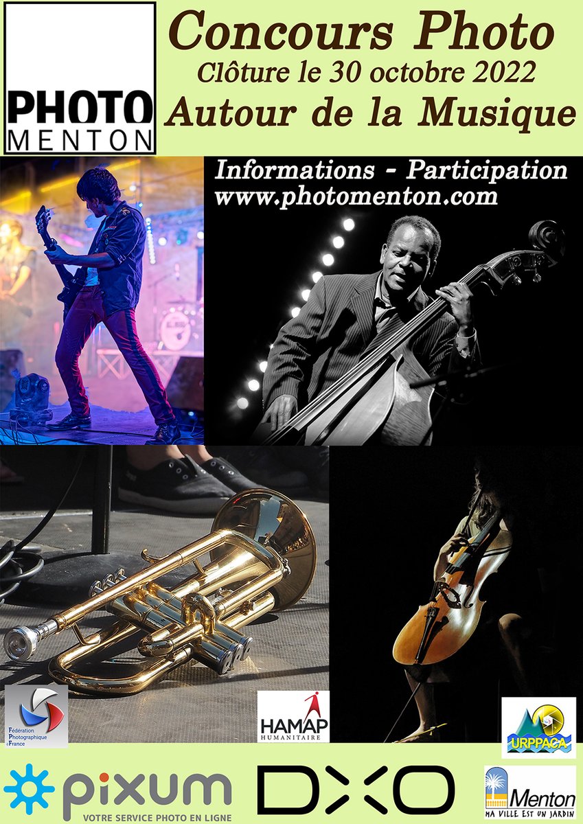 PhotoMenton's tweet photo. Le nouveau concours photo numérique organisé par PhotoMenton est en ligne sur notre site Internet à ce lien
https://t.co/KLQersWRX4...
Son thème "Autour de la Musique". https://t.co/yDxlohDUQn
