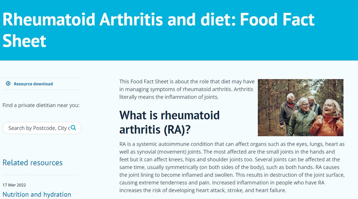 💫Did you know, the <a href="/BDA_Dietitians/">British Dietetic Association</a>'s factsheet on Nutrition &amp; # RheumatoidArthritis has recently been updated❓ 💫

👀 Take a look here &amp; learn about the role diet may have in managing symptoms👉  bit.ly/3aYst7X