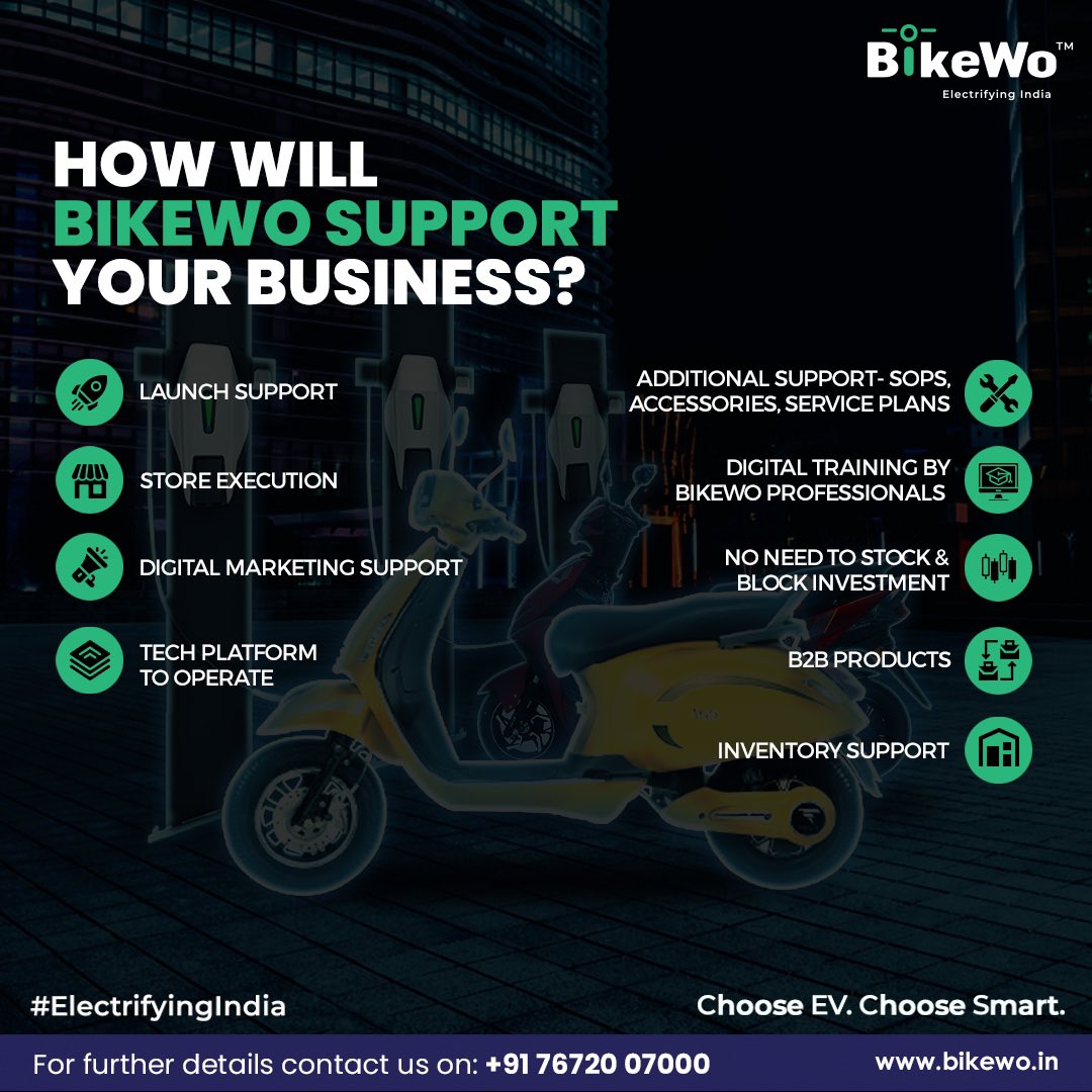 bikewo_'s tweet photo. The biggest business opportunity is here!
Join the Bikewo family today and let’s electrify India! #ElectrifyingIndia
📞+91 7672007000
🌐 https://t.co/kI45DeCaAf
#bikewo #twowheeler #smarthub #EVstore #ElectricVehicle #EV #EVRetailer #ElectricVehicleRetail #EVShowroom https://t.co/nSvsrjSjkE