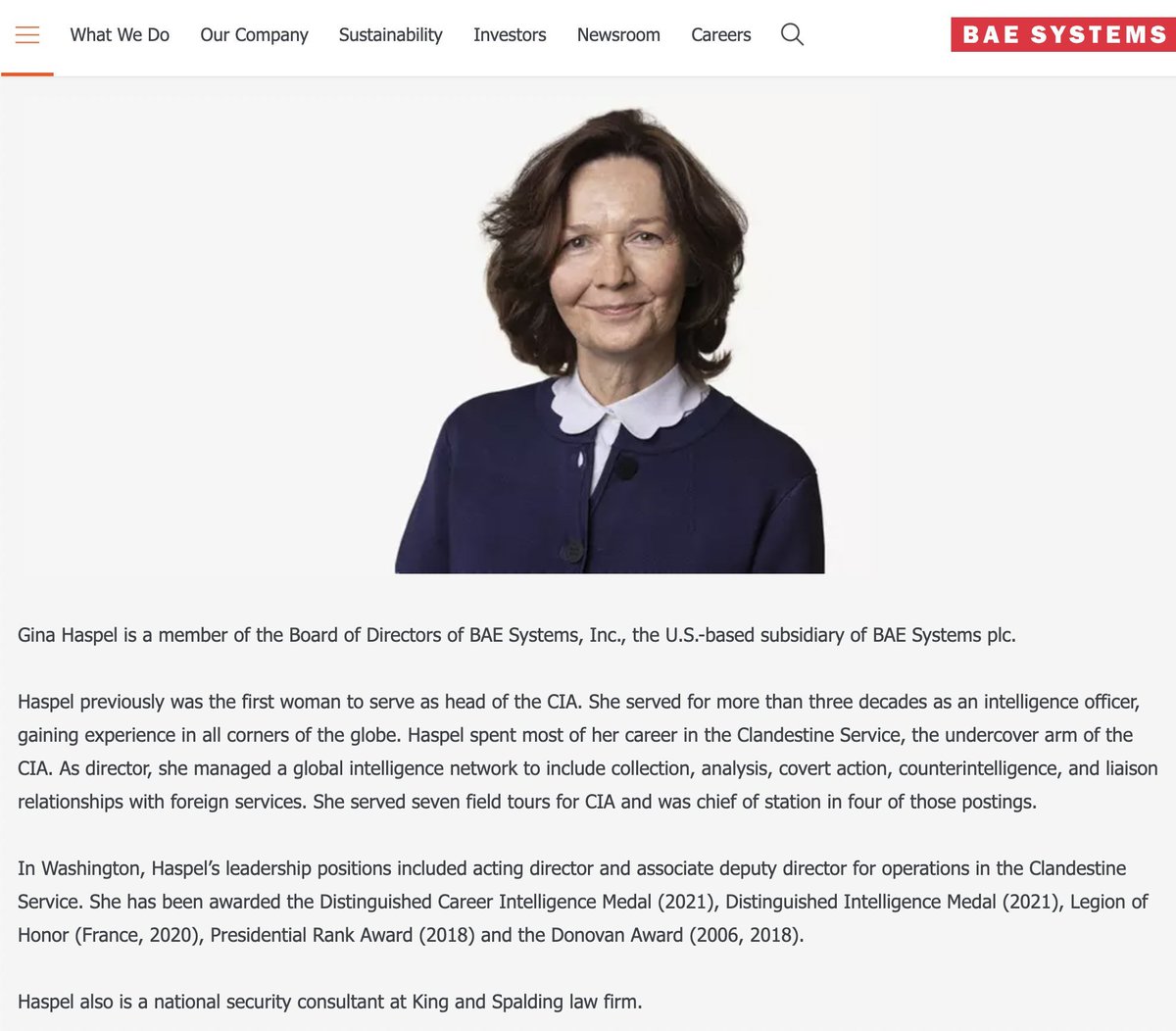 La guerra no es una anomalía: es el combustible del sistema. Exdirectora de la CIA, hoy directiva de la empresa que produce lanzamisiles para Ucrania.