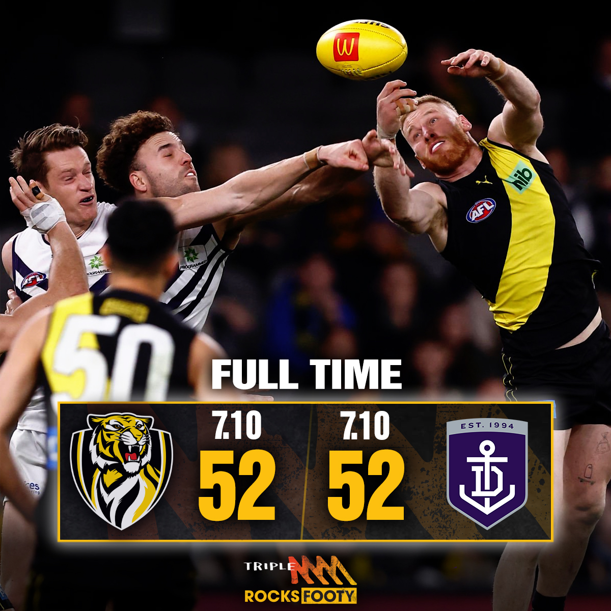 triplemfooty's tweet photo. IT'S THE FIRST DRAW OF 2022 https://t.co/YKSkjr7yGp