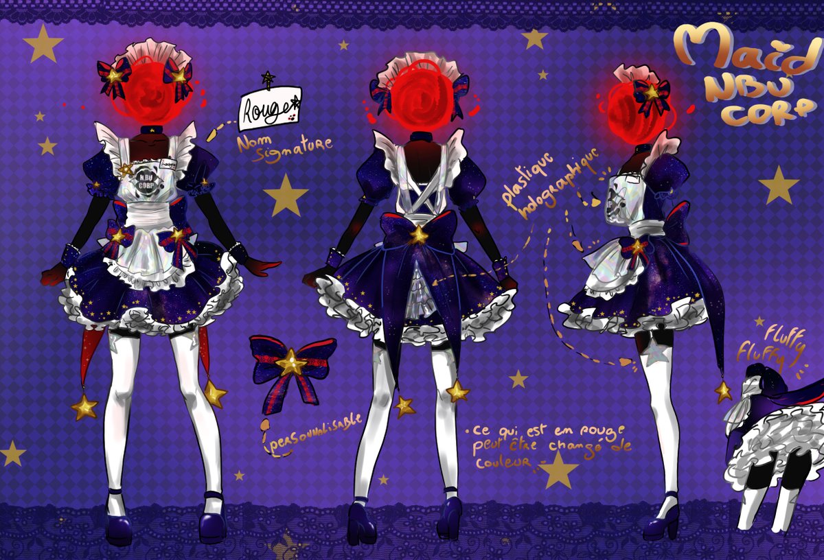 Et voici sous vos yeux ébahis l'uniforme du futur maid café NBU CORP ! Nous recherchons du personnel. Comme indiqué sur le modèle certains éléments peuvent être modifié. 
[Toute ressemblance avec le COO de l'entreprise serait purement fortuite.]

#Universona