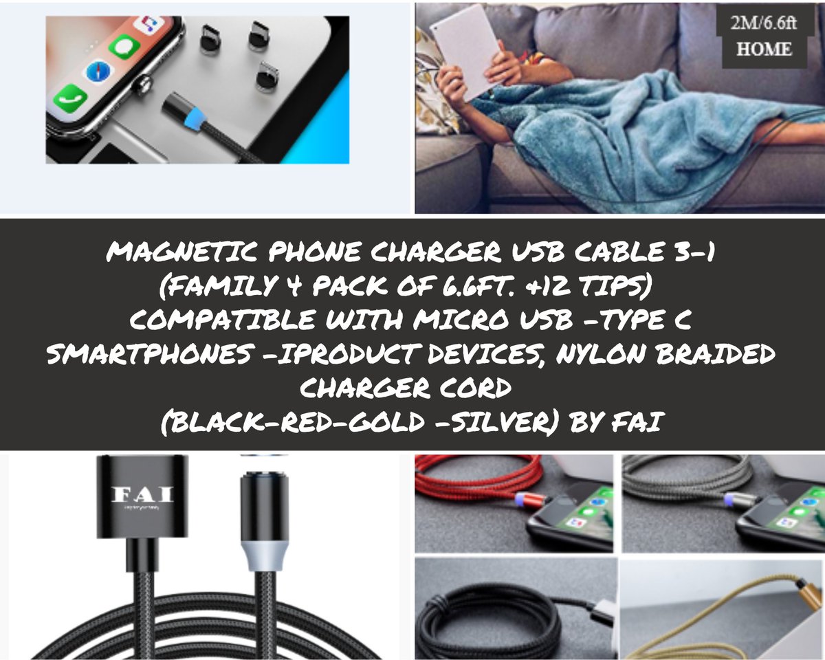 FaiHelp's tweet photo. 6.6 ft. long cords. Long enough to use your gadget while charging. Available in 4 different colors: red, black, gold and silver.
#3in1 #magnetic #phone #charger #microUSB #typeC #iProducts Get yours now! Click the link below.
https://t.co/y44FI9ygCJ https://t.co/QMr82SvPBf