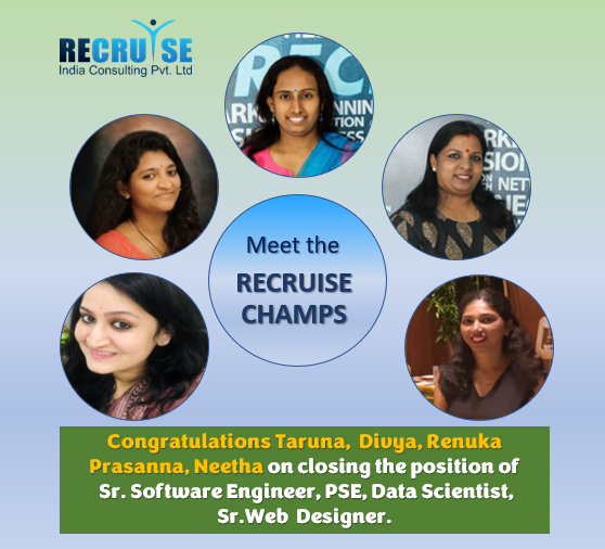 recruise's tweet image. You guys did it! Congratulations on your well-deserved success
on closing the position of #SrSoftwareEngineer #PSE#Data Scientist
#SrWebDesigner.